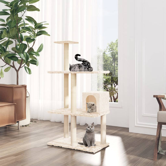 Kratzbaum mit Sisal-Kratzsäulen Creme 119 cm - Premium Kratzbäume  - Just €56.08! Shop now at homesales4u