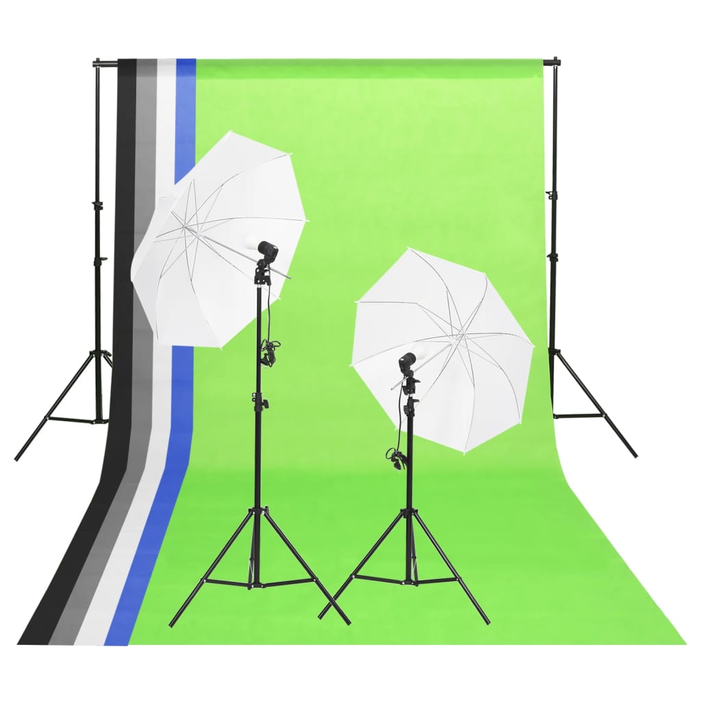Fotostudio-Beleuchtung Set mit Hintergründen & Schirmen - Premium Studioscheinwerfer & -blitzgeräte  - Just €160.53! Shop now at homesales4u