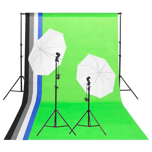 Fotostudio-Beleuchtung Set mit Hintergründen & Schirmen - Premium Studioscheinwerfer & -blitzgeräte  - Just €160.53! Shop now at homesales4u
