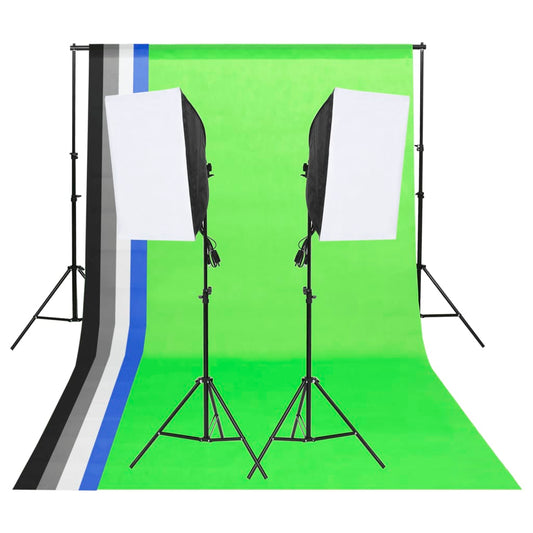 Fotostudio-Beleuchtung-Set mit Hintergründen und Softboxen - Premium Studioscheinwerfer & -blitzgeräte  - Just €181.48! Shop now at homesales4u