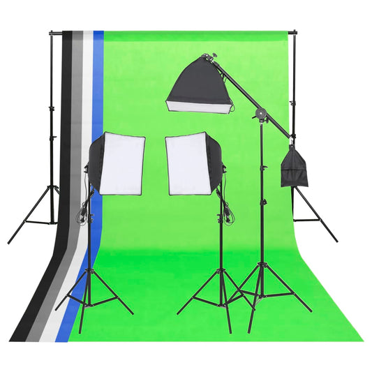 Fotostudio-Beleuchtung Set mit Hintergründen und Reflektor - Premium Studioscheinwerfer & -blitzgeräte  - Just €251.19! Shop now at homesales4u