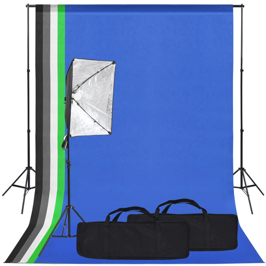 Fotostudio-Set mit Softbox und Hintergrund - Premium Studioscheinwerfer & -blitzgeräte  - Just €167.24! Shop now at homesales4u