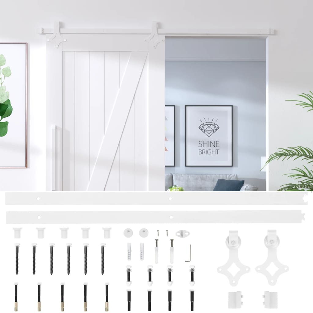 Schiebetürbeschlag 200 cm Stahl Weiß - Premium Türbeschläge & -klingeln  - Just €85.45! Shop now at homesales4u