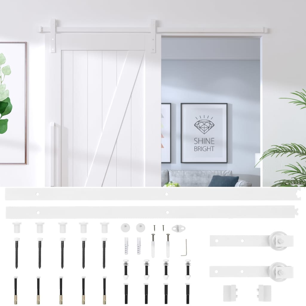 Schiebetürbeschlag 200 cm Stahl Weiß - Premium Türbeschläge & -klingeln  - Just €88.46! Shop now at homesales4u