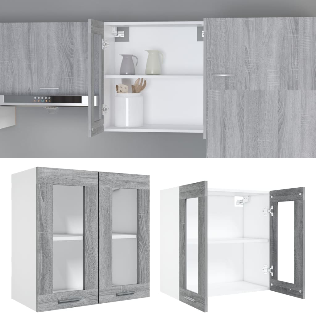 Hängeschrank Lyon Glas Grau Sonoma 60x31x60 cm Holzwerkstoff - Premium Küchenschränke  - Just €63.23! Shop now at homesales4u