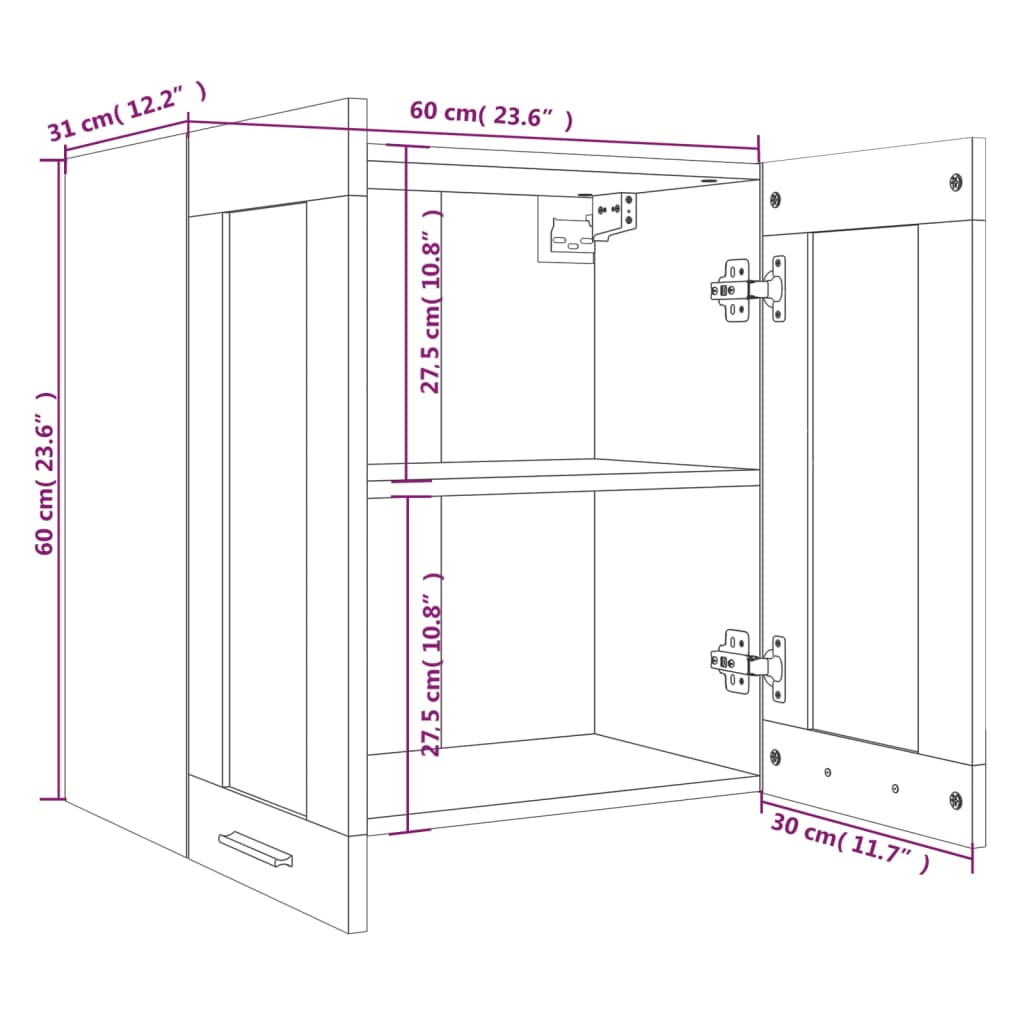 Hängeschrank Lyon Glas Grau Sonoma 60x31x60 cm Holzwerkstoff - Premium Küchenschränke  - Just €63.23! Shop now at homesales4u