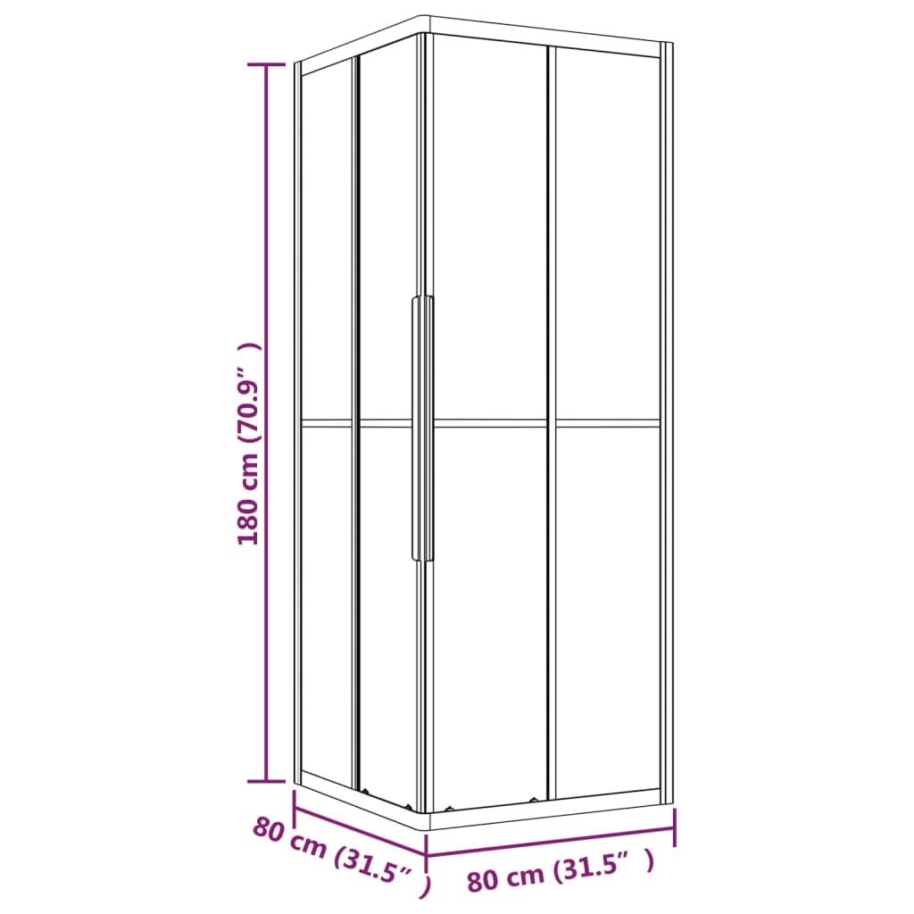 Duschkabine Matt ESG 80x80x180 cm Schwarz - Premium Duschkabinen & -türen  - Just €389.23! Shop now at homesales4u