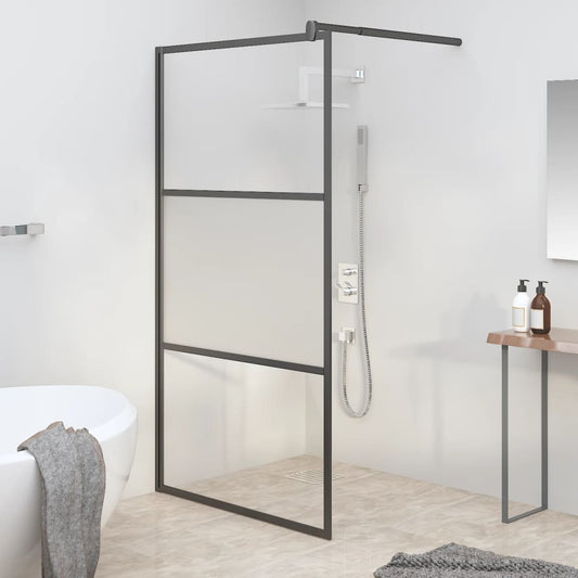 Duschwand für Walk-In Dusche 115x195cm ESG Halbmattiert Schwarz - Premium Duschwände  - Just €258.50! Shop now at homesales4u