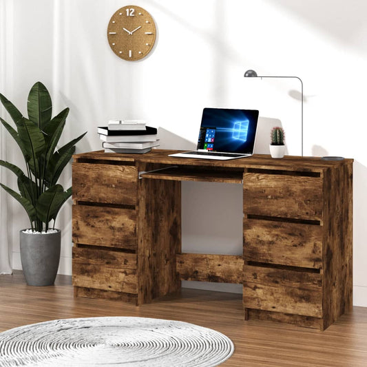 Schreibtisch Räuchereiche 140x50x77 cm Holzwerkstoff - Premium Schreibtische  - Just €179.82! Shop now at homesales4u