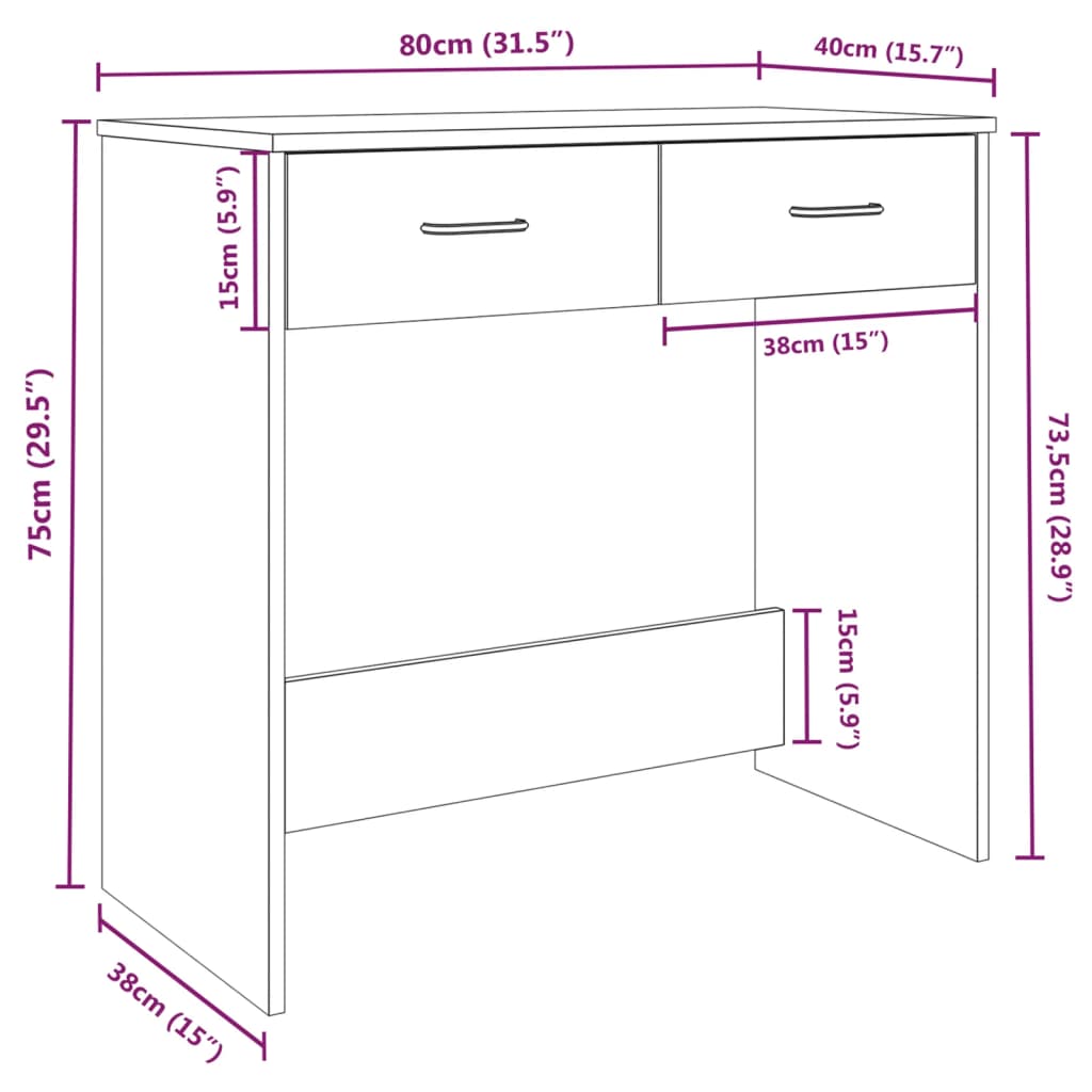 Schreibtisch Braun Eichen-Optik 80x40x75 cm Holzwerkstoff - Premium Schreibtische  - Just €70.28! Shop now at homesales4u