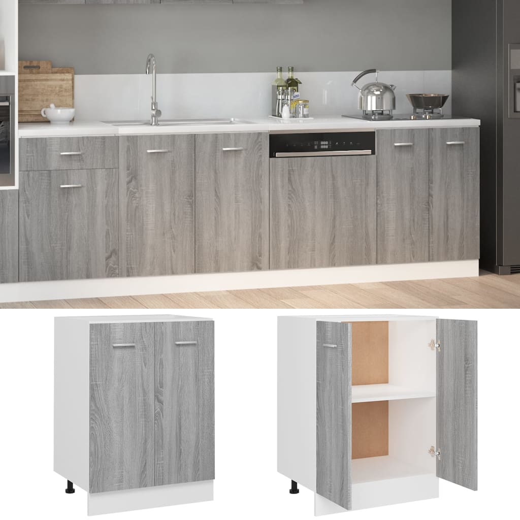 Unterschrank Lyon Grau Sonoma 60x46x81,5 cm Holzwerkstoff - Premium Küchenschränke  - Just €91! Shop now at homesales4u