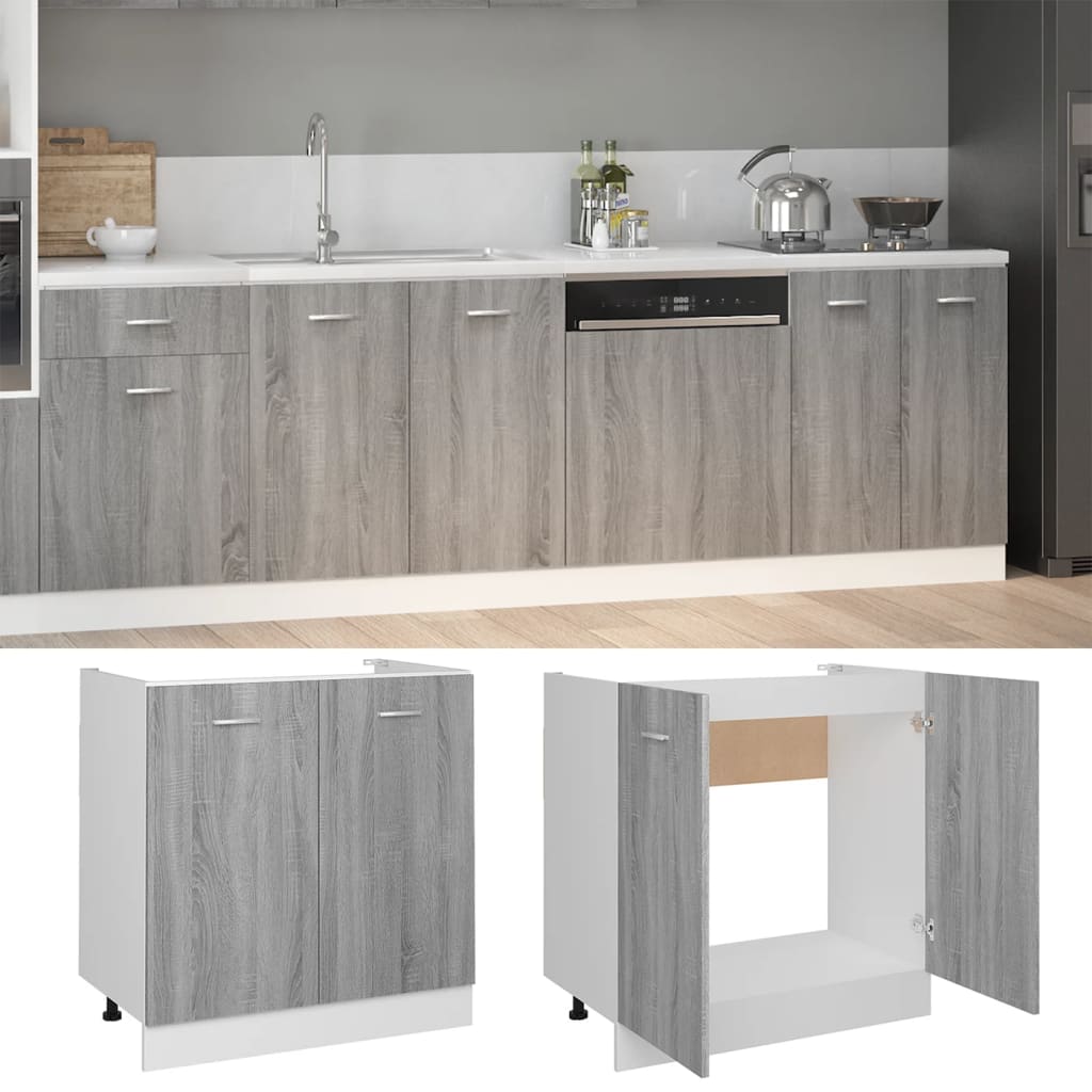 Spülenunterschrank Lyon Grau Sonoma 80x46x81,5 cm Holzwerkstoff - Premium Küchenschränke  - Just €90.13! Shop now at homesales4u