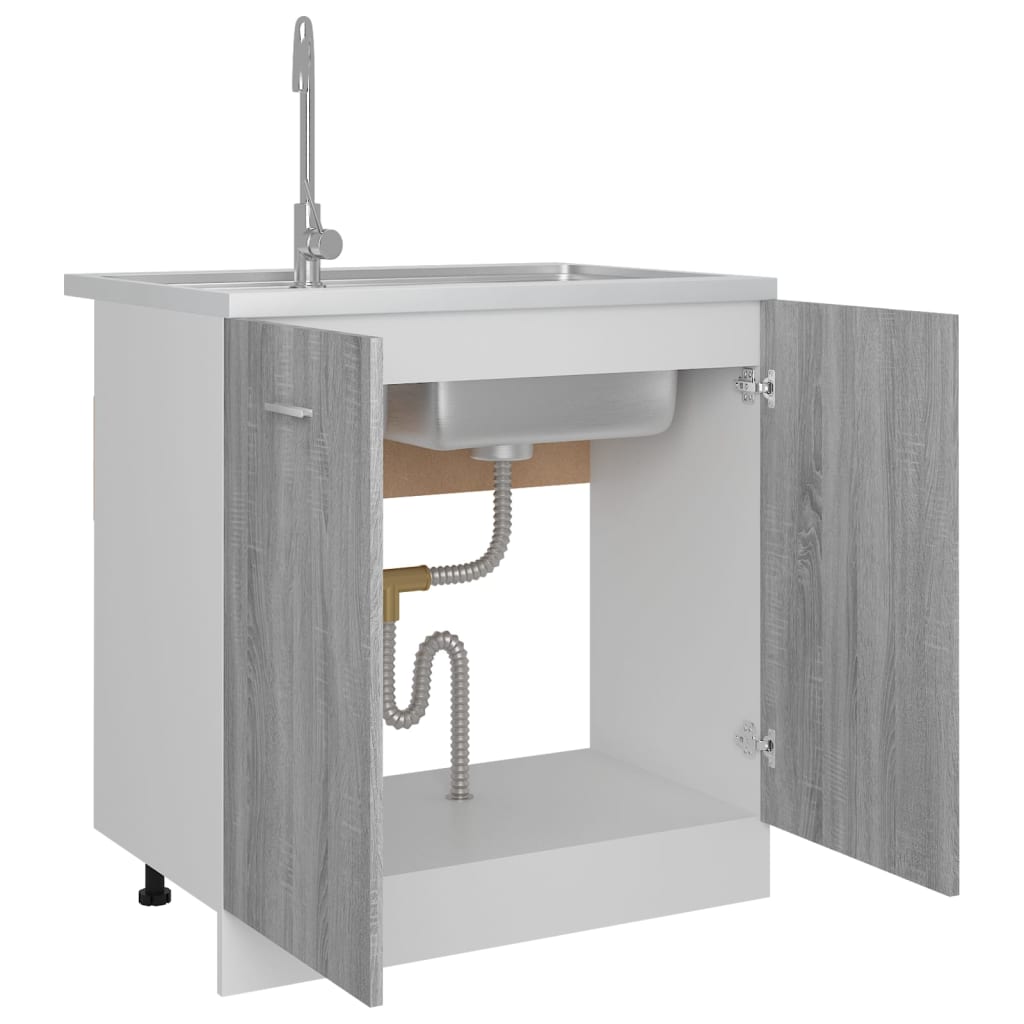 Spülenunterschrank Lyon Grau Sonoma 80x46x81,5 cm Holzwerkstoff - Premium Küchenschränke  - Just €90.13! Shop now at homesales4u