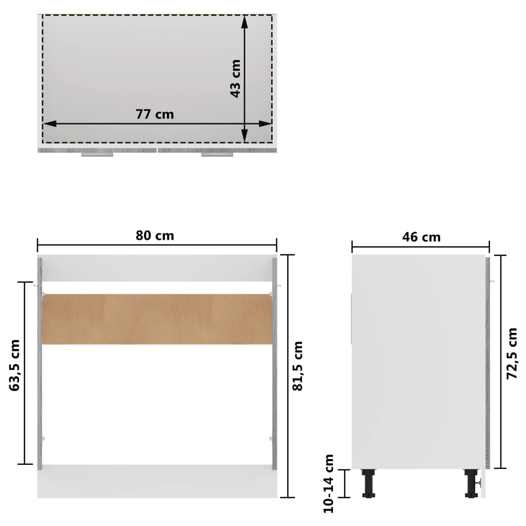 Spülenunterschrank Lyon Grau Sonoma 80x46x81,5 cm Holzwerkstoff - Premium Küchenschränke  - Just €90.13! Shop now at homesales4u