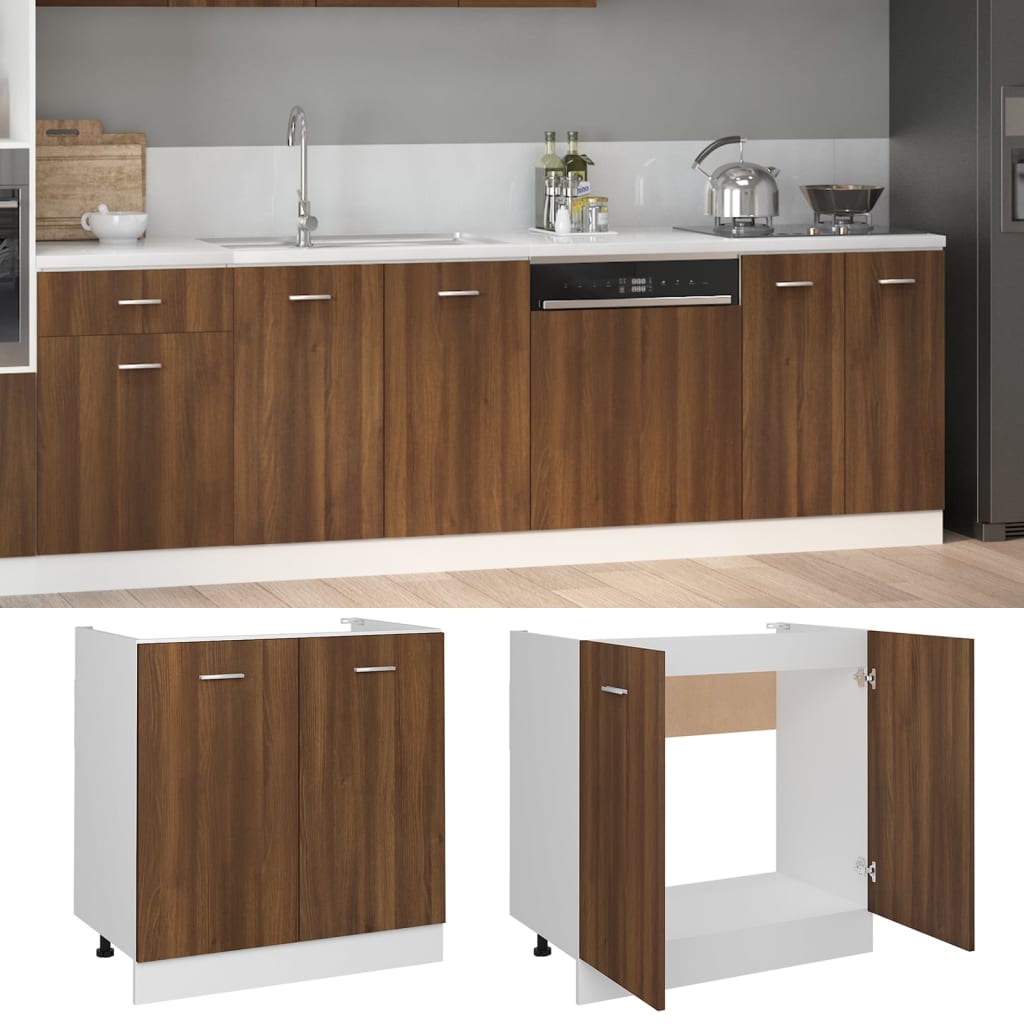 Spülenunterschrank Lyon Braun Eiche-Optik 80x46x81,5cm Holzwerkstoff - Premium Küchenschränke  - Just €83.81! Shop now at homesales4u