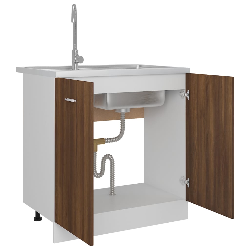 Spülenunterschrank Lyon Braun Eiche-Optik 80x46x81,5cm Holzwerkstoff - Premium Küchenschränke  - Just €83.81! Shop now at homesales4u
