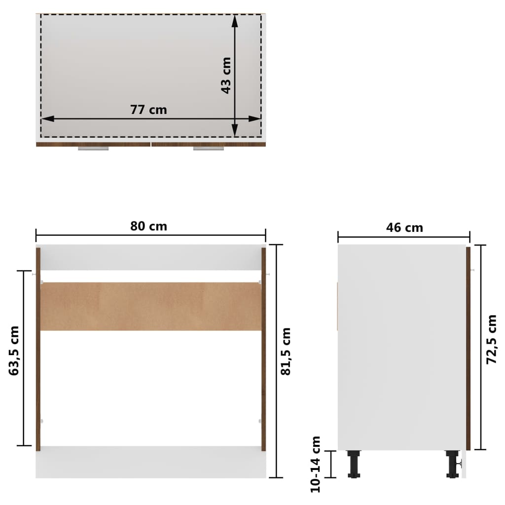 Spülenunterschrank Lyon Braun Eiche-Optik 80x46x81,5cm Holzwerkstoff - Premium Küchenschränke  - Just €83.81! Shop now at homesales4u