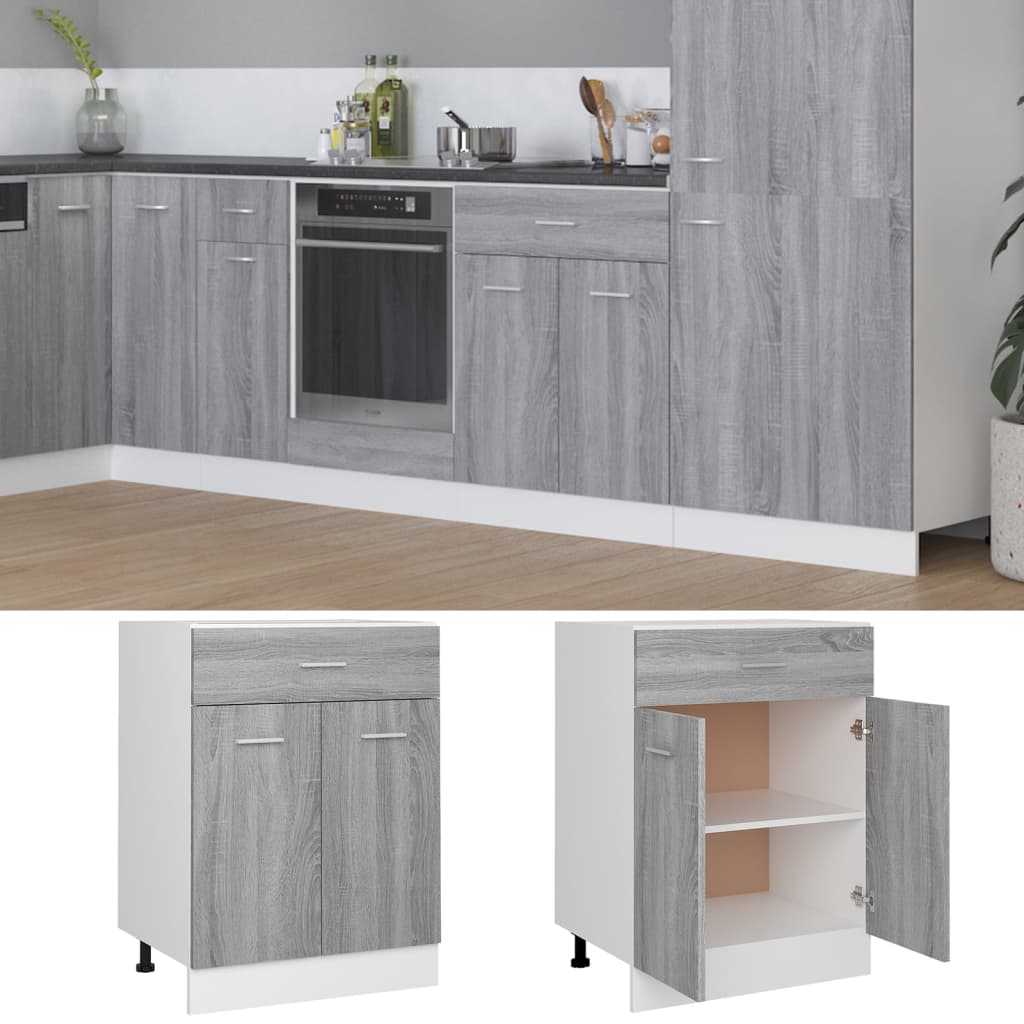 Unterschrank mit Schublade Lyon Grau Sonoma 60x46x81,5 cm - Premium Küchenschränke  - Just €117.54! Shop now at homesales4u