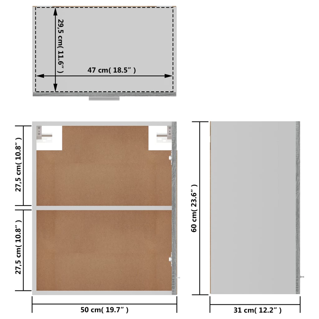 Hängeschrank Lyon Grau Sonoma 50x31x60 cm Holzwerkstoff - Premium Küchenschränke  - Just €69.16! Shop now at homesales4u