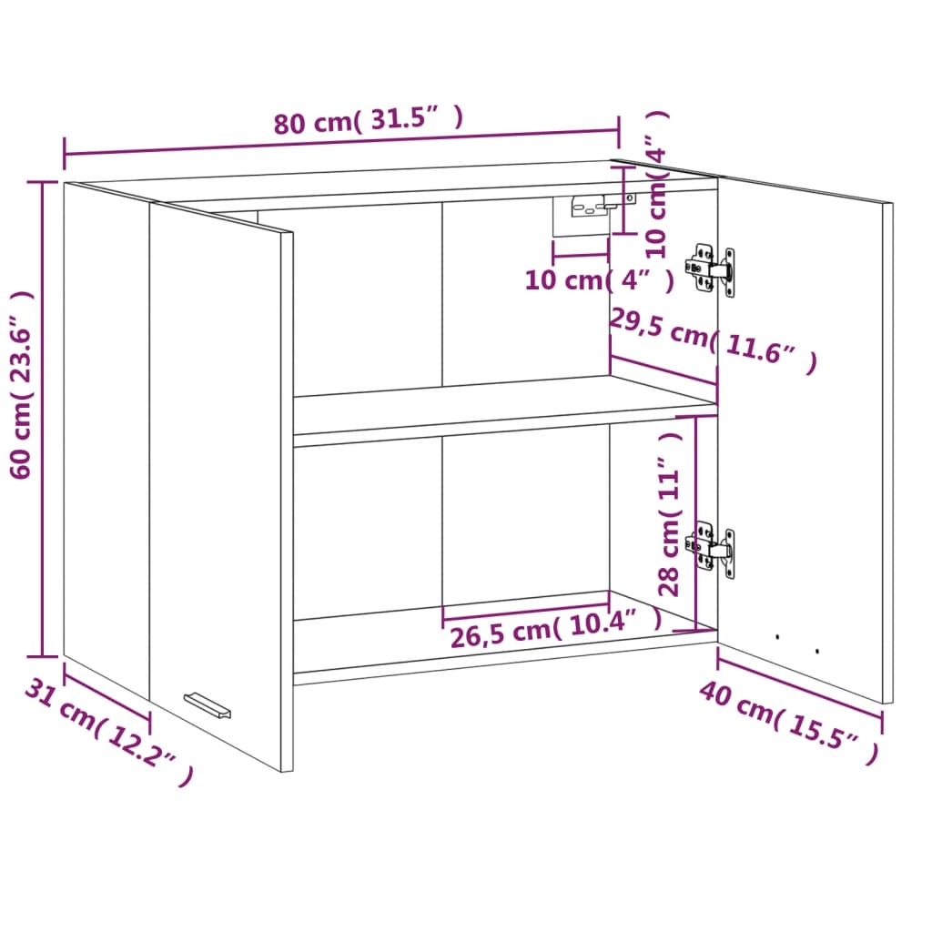 Hängeschrank Lyon Grau Sonoma 80x31x60 cm Holzwerkstoff - Premium Küchenschränke  - Just €87.12! Shop now at homesales4u