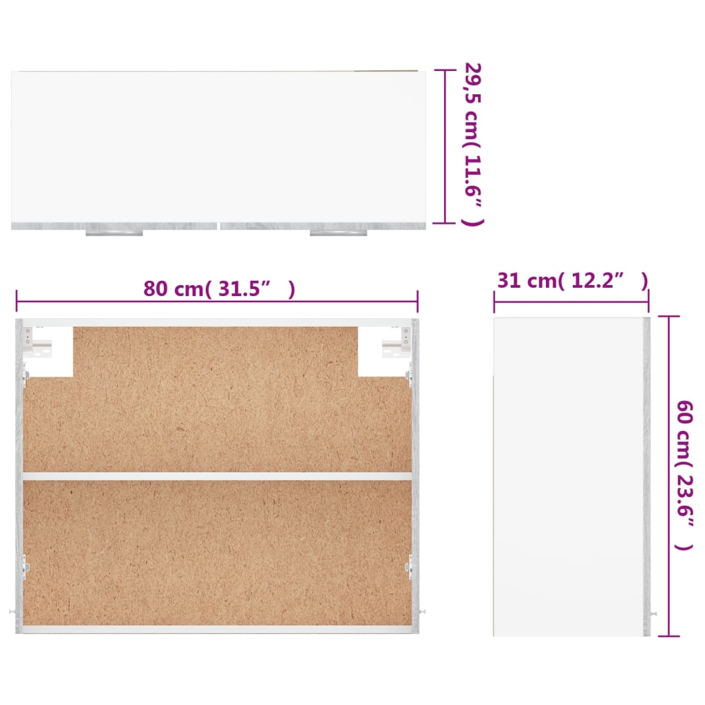 Hängeschrank Lyon Grau Sonoma 80x31x60 cm Holzwerkstoff - Premium Küchenschränke  - Just €87.12! Shop now at homesales4u