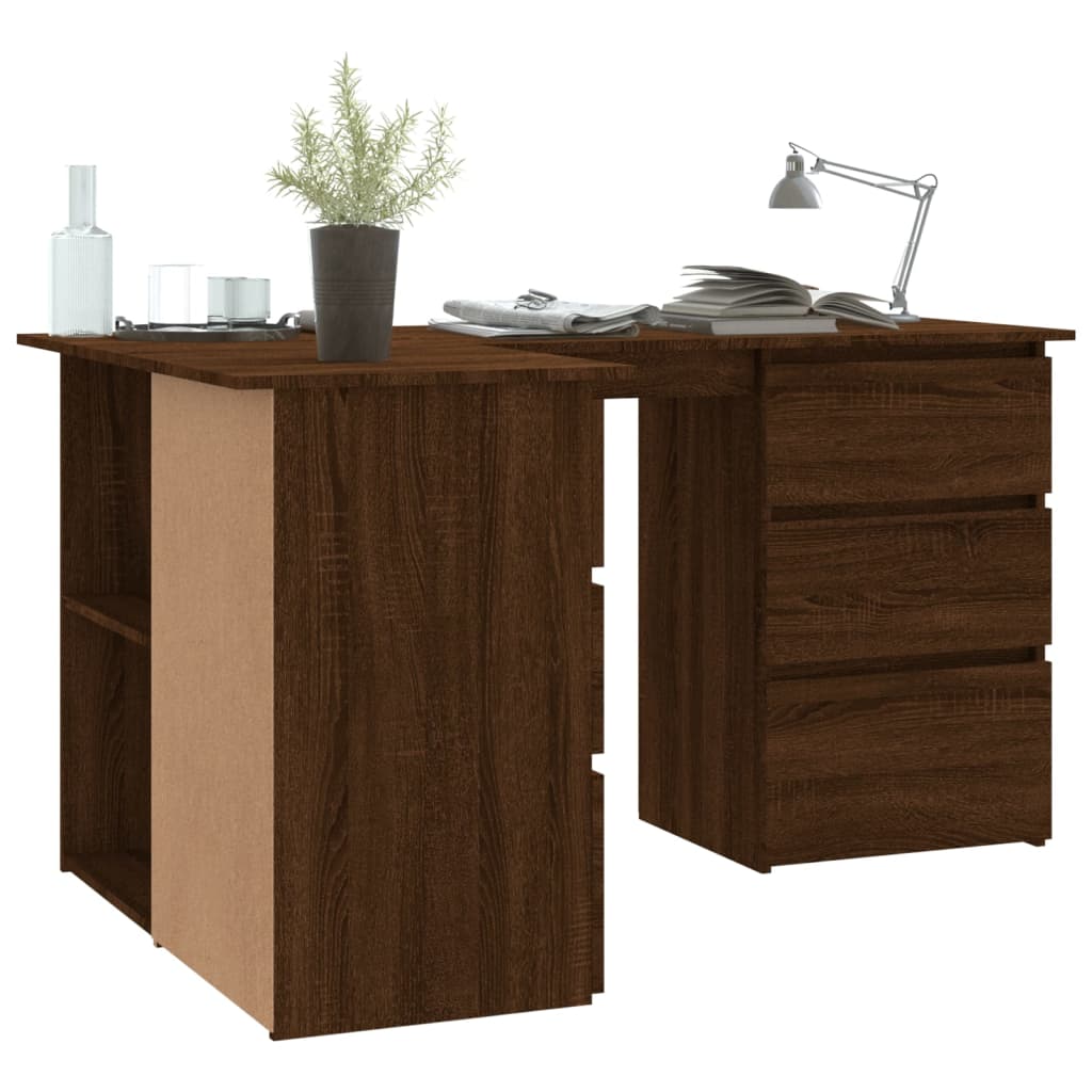 Eckschreibtisch Braun Eichen-Optik 145x100x76 cm Holzwerkstoff - Premium Schreibtische  - Just €177.30! Shop now at homesales4u