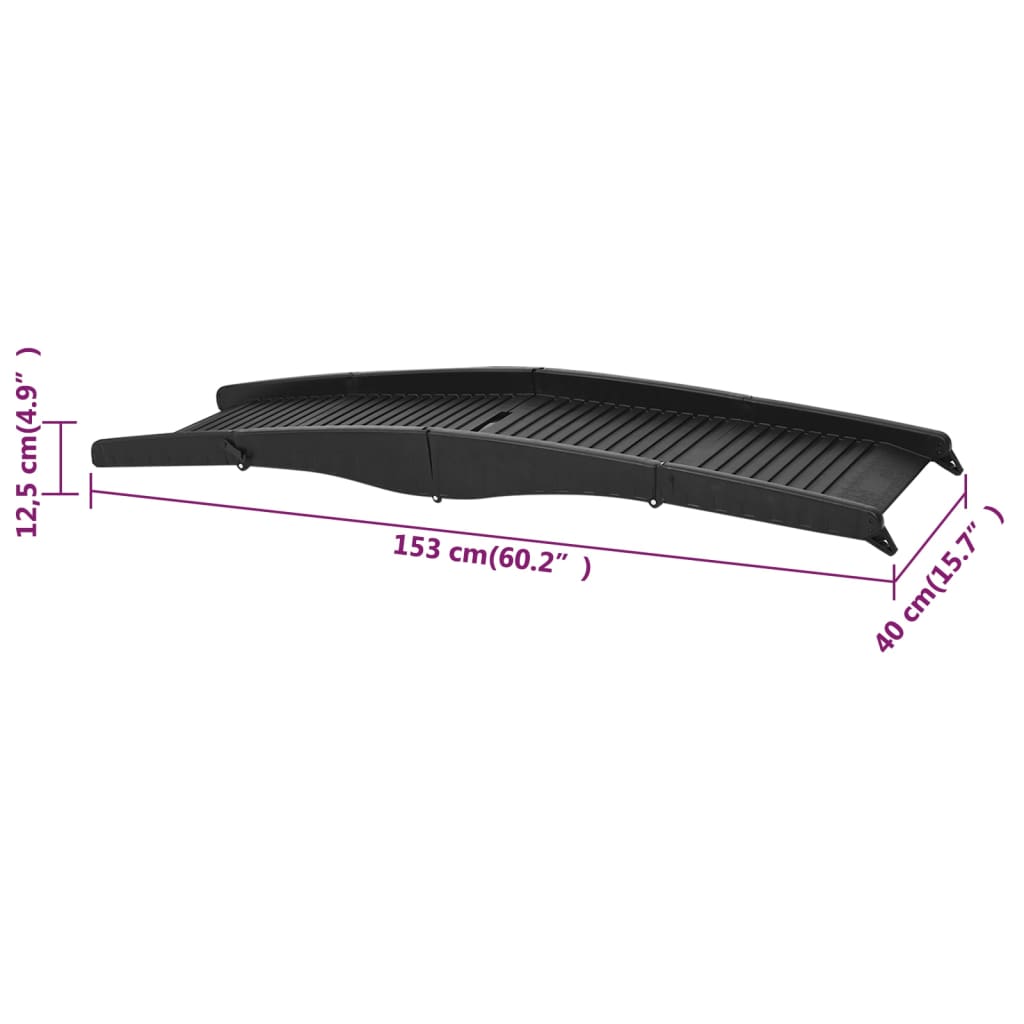 Hunderampe Klappbar Schwarz 153x40x12,5 cm Kunststoff - Premium Treppen & Rampen für Haustiere  - Just €76.34! Shop now at homesales4u
