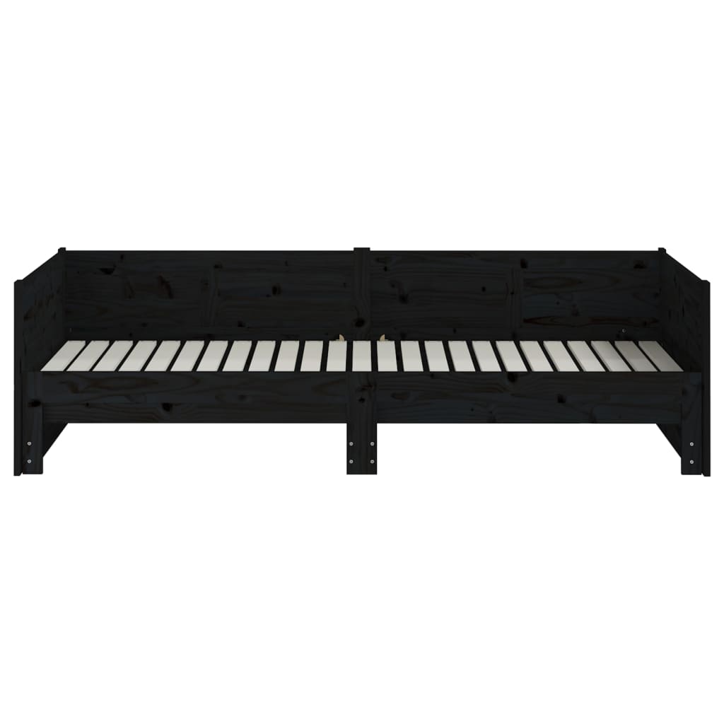 Ausziehbares Tagesbett Schwarz Massivholz Kiefer 2x(80x200) cm - Premium Betten & Bettgestelle  - Just €261.59! Shop now at homesales4u