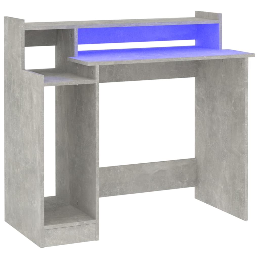 Schreibtisch mit LEDs Betongrau 97x45x90 cm Holzwerkstoff - Premium Schreibtische  - Just €82.78! Shop now at homesales4u