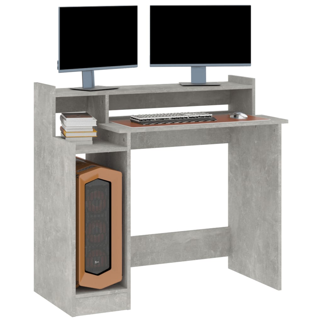 Schreibtisch mit LEDs Betongrau 97x45x90 cm Holzwerkstoff - Premium Schreibtische  - Just €82.78! Shop now at homesales4u