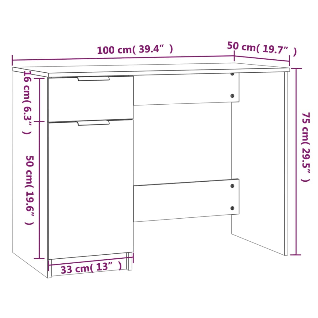 Schreibtisch Betongrau 100x50x75 cm Holzwerkstoff - Premium Schreibtische  - Just €106.41! Shop now at homesales4u