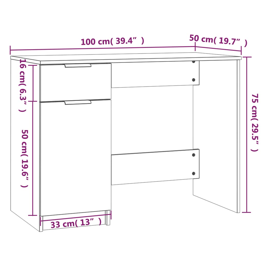 Schreibtisch Räuchereiche 100x50x75 cm Holzwerkstoff - Premium Schreibtische  - Just €99.28! Shop now at homesales4u