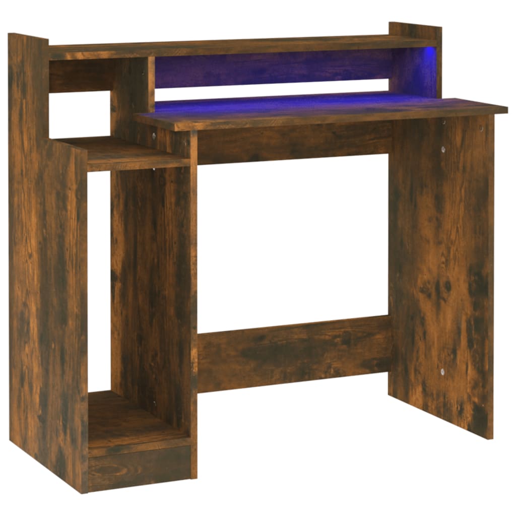 Schreibtisch mit LEDs Räuchereiche 97x45x90 cm Holzwerkstoff - Premium Schreibtische  - Just €72.56! Shop now at homesales4u