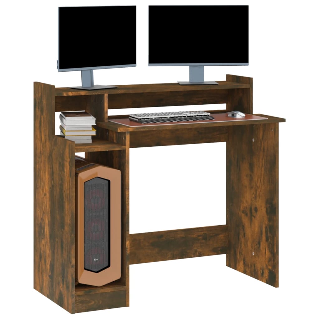 Schreibtisch mit LEDs Räuchereiche 97x45x90 cm Holzwerkstoff - Premium Schreibtische  - Just €72.56! Shop now at homesales4u