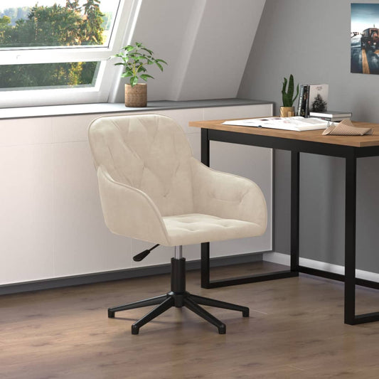 Bürostuhl Drehbar Creme Samt - Premium Bürostühle  - Just €120.05! Shop now at homesales4u