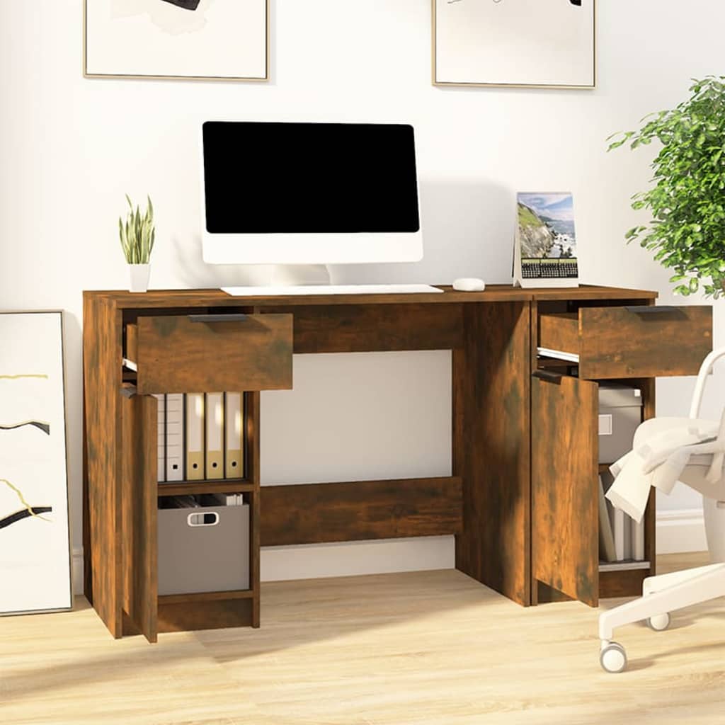 Schreibtisch mit Beistellschrank Räuchereiche Holzwerkstoff - Premium Schreibtische  - Just €169.20! Shop now at homesales4u