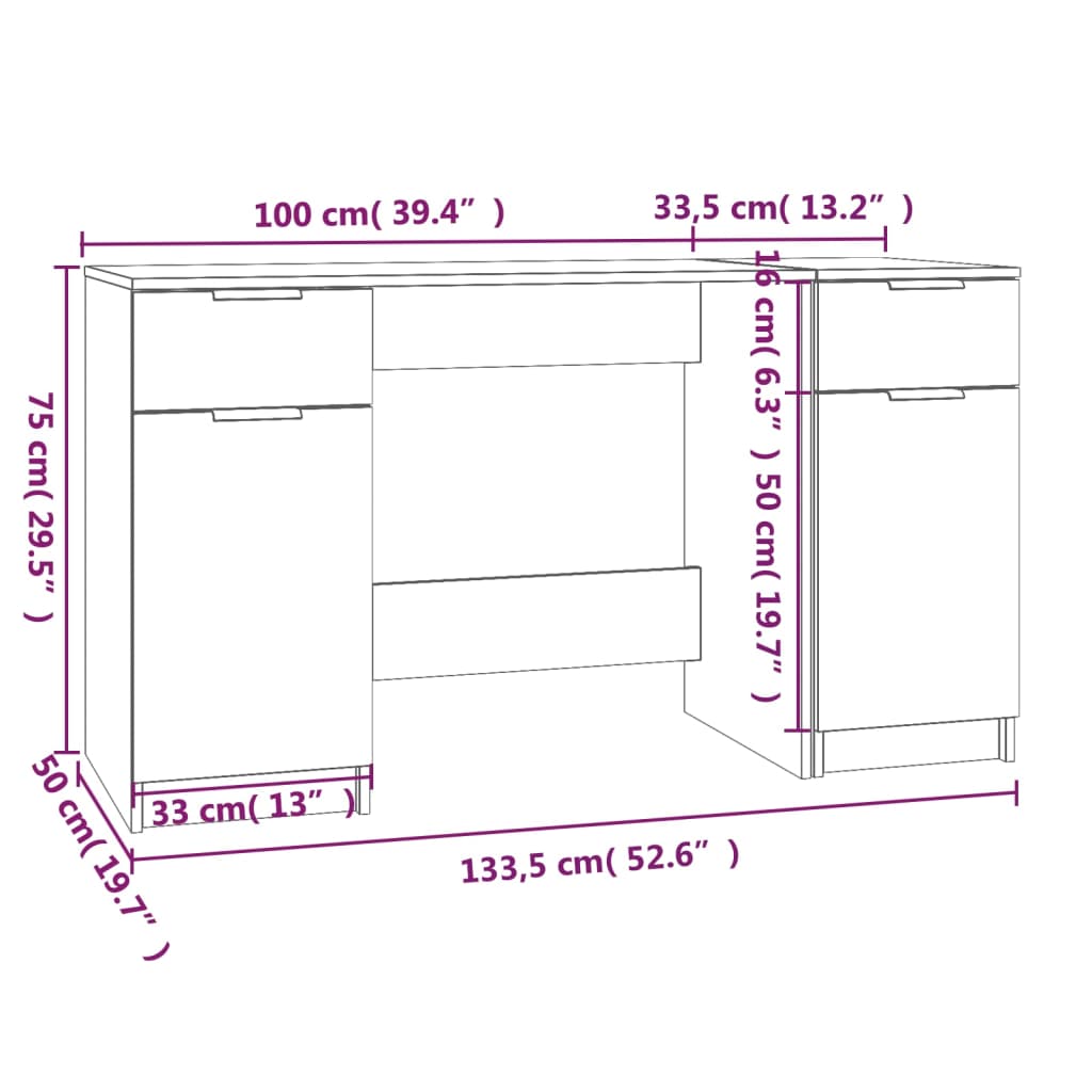 Schreibtisch mit Beistellschrank Räuchereiche Holzwerkstoff - Premium Schreibtische  - Just €169.20! Shop now at homesales4u