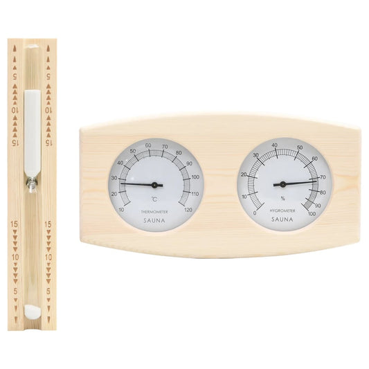 2-in-1 Sauna-Hygrothermograph und Sanduhr Set Massivholz Kiefer - Premium Sauna-Zubehör  - Just €50.62! Shop now at homesales4u