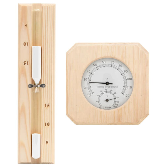 2-in-1 Sauna-Hygrothermograph und Sanduhr Set Massivholz Kiefer - Premium Sauna-Zubehör  - Just €41.59! Shop now at homesales4u