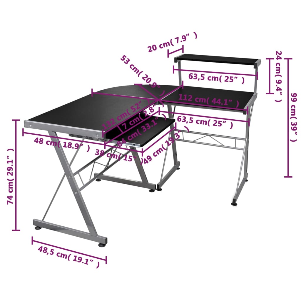 Eck-Computertisch Schwarz 132x112x99 cm Holzwerkstoff - Premium Schreibtische  - Just €112.80! Shop now at homesales4u
