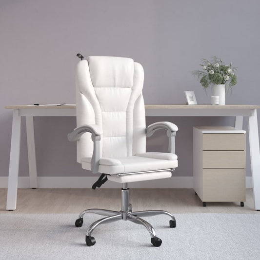 Bürostuhl mit Liegefunktion Weiß Kunstleder - Premium Bürostühle  - Just €168.67! Shop now at homesales4u