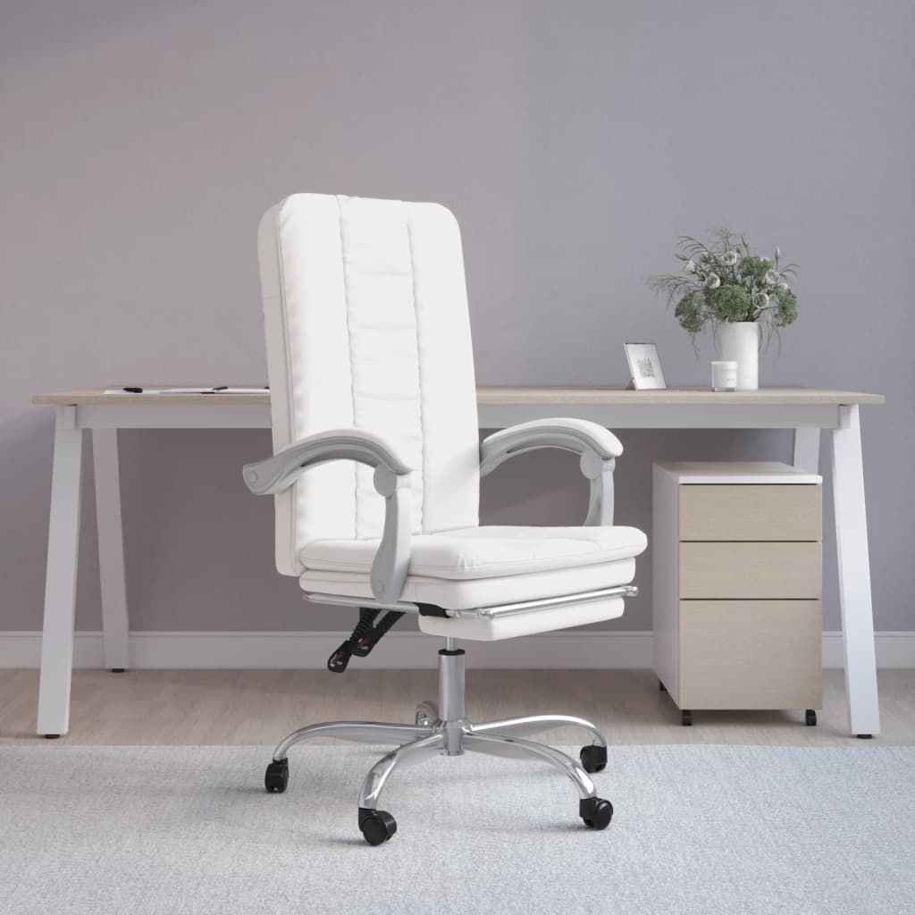 Bürostuhl mit Liegefunktion Weiß Kunstleder - Premium Bürostühle  - Just €143.70! Shop now at homesales4u