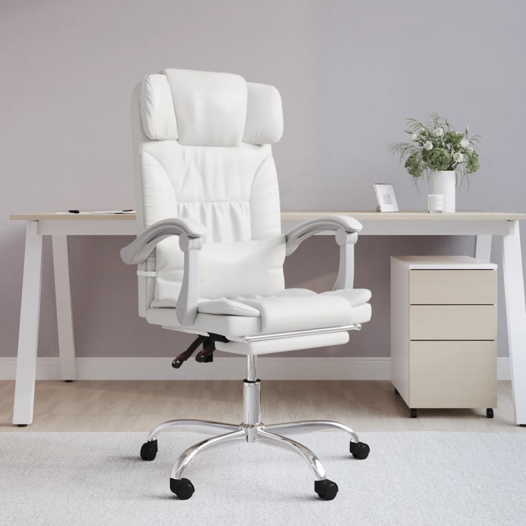 Bürostuhl mit Massagefunktion Weiß Kunstleder - Premium Bürostühle  - Just €166.37! Shop now at homesales4u