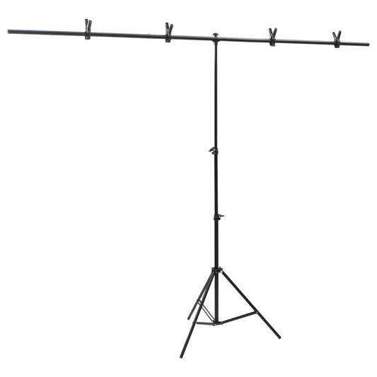 Hintergrundständer T-Form Schwarz 201x60x(70-200) cm - Premium Studio-Hintergrundsysteme  - Just €42.66! Shop now at homesales4u