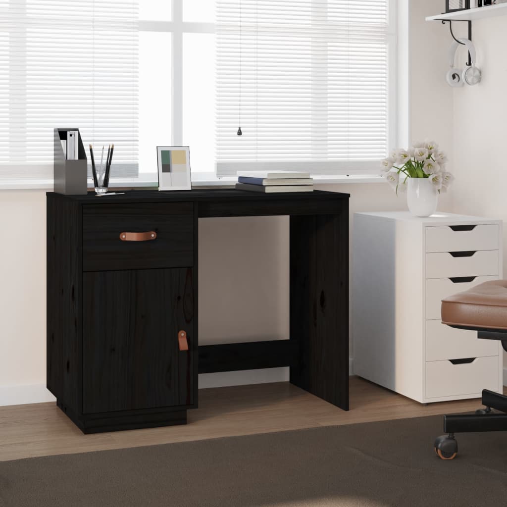 Schreibtisch Schwarz 95x50x75cm Massivholz Kiefer - Premium Schreibtische  - Just €179.86! Shop now at homesales4u