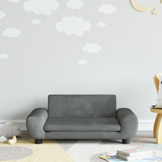Kindersofa Dunkelgrau 70x45x33 cm Samt - Premium Baby- & Kleinkindmöbel  - Just €90.78! Shop now at homesales4u