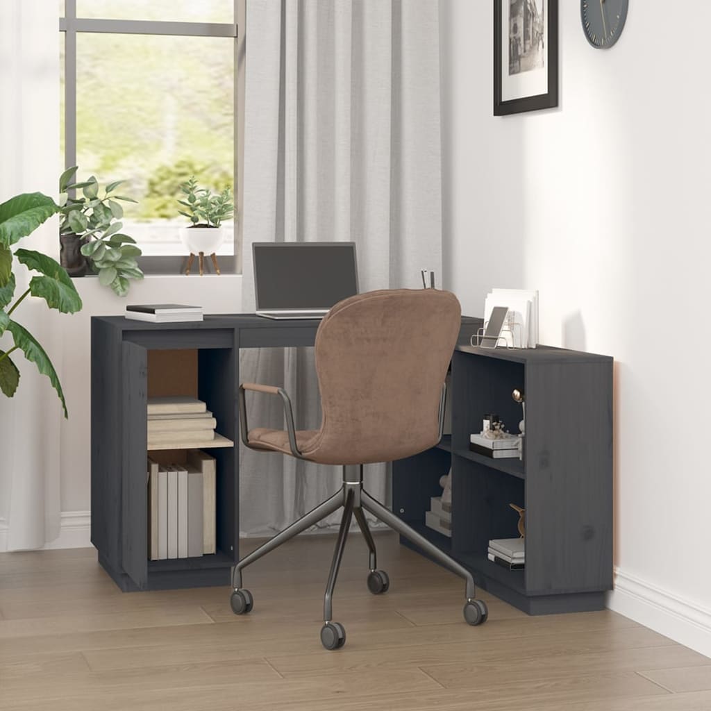 Schreibtisch Grau 110x50x75 cm Massivholz Kiefer - Premium Schreibtische  - Just €260.74! Shop now at homesales4u