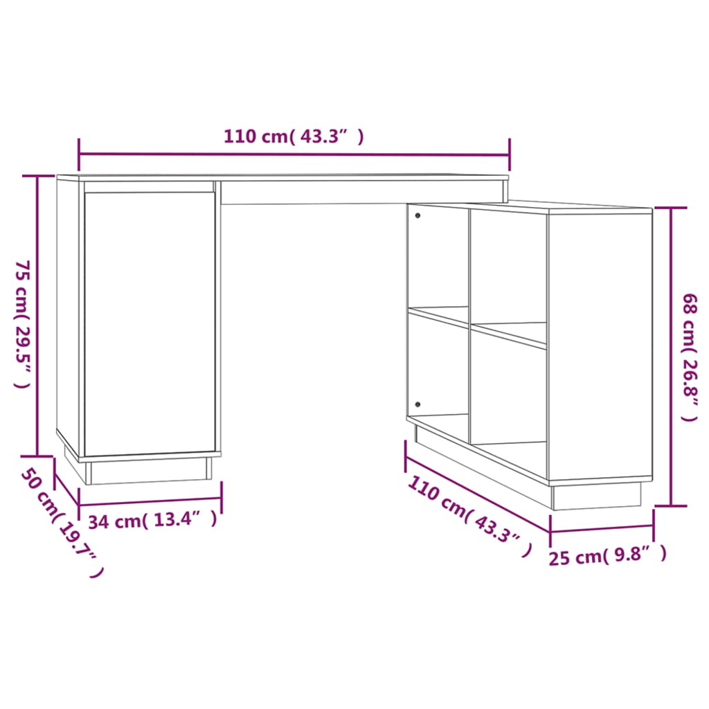 Schreibtisch Honigbraun 110x50x75 cm Massivholz Kiefer - Premium Schreibtische  - Just €173.50! Shop now at homesales4u