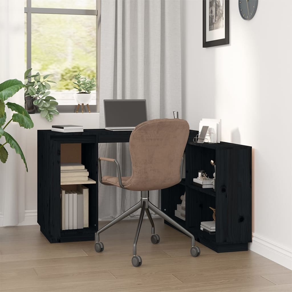 Schreibtisch Schwarz 110x50x75 cm Massivholz Kiefer - Premium Schreibtische  - Just €277.43! Shop now at homesales4u