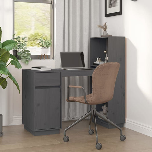Schreibtisch Grau 110x53x117 cm Massivholz Kiefer - Premium Schreibtische  - Just €257.39! Shop now at homesales4u